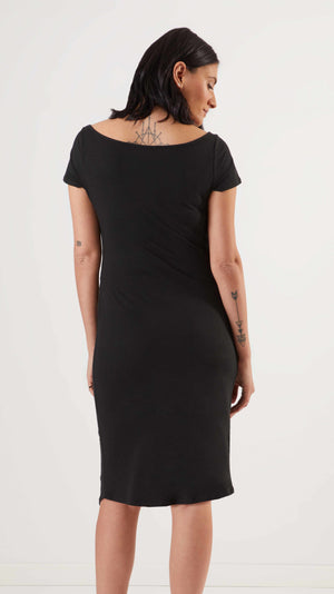 Stowaway Collection Ballet Maternity Dress in Black Back View