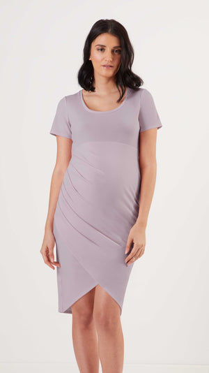 Stowaway Collection Becca Maternity Dress in Lavender Front View