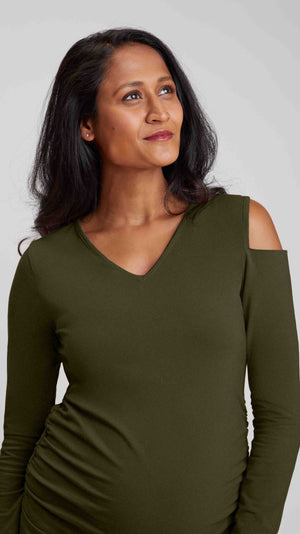 Bamboo Cold Shoulder Maternity Top