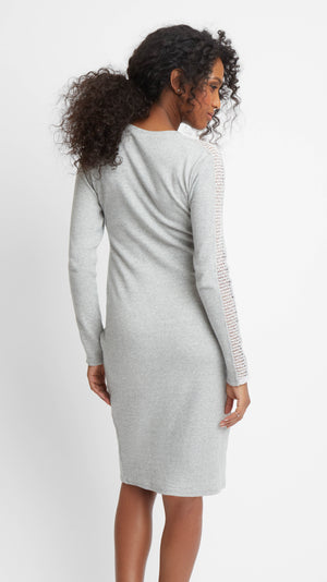 Sweater Maternity Dress with Lace Insert