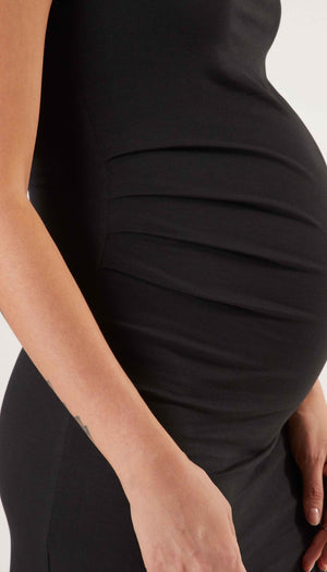 Stowaway Collection Ballet Maternity Dress in Black Side Detail View