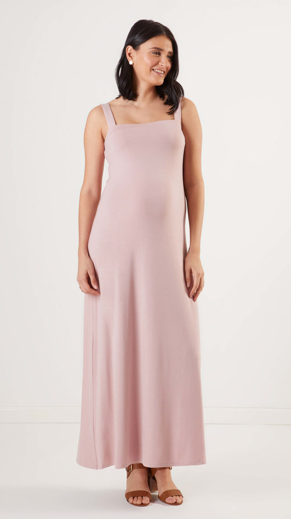 Stowaway Collection Cara Maternity Dress in Duty Rose Front View