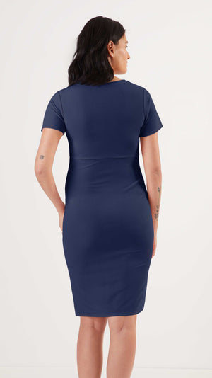 Stowaway Collection Becca Maternity Dress in Navy Back View