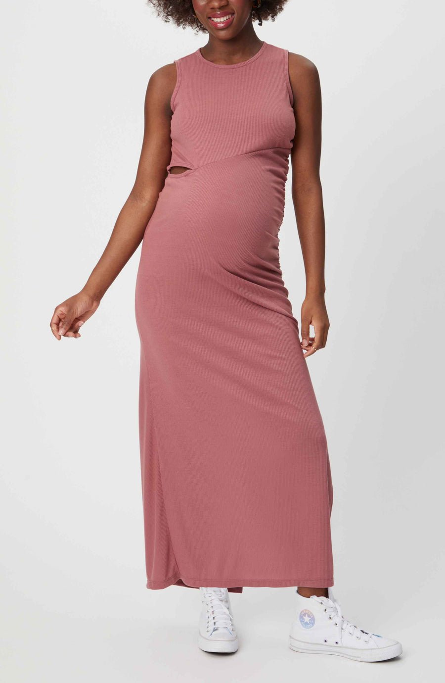 Maxi Maternity Dress with Cut Out