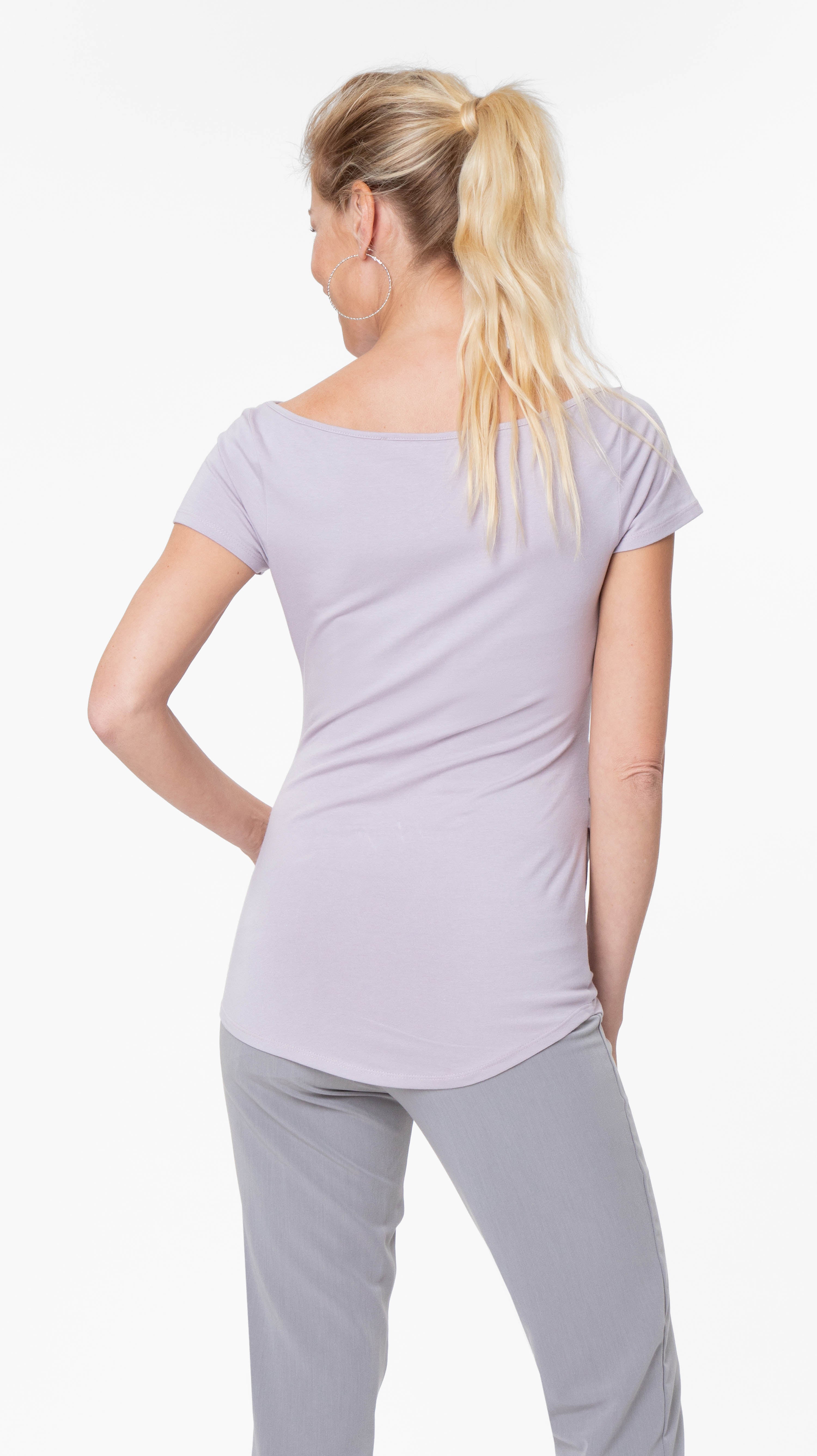 Stowaway Collection Ballet Maternity Tunic in Lavender Back View