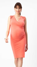 Stowaway Collection Chelsea Maternity & Nursing Dress in Coral Front View