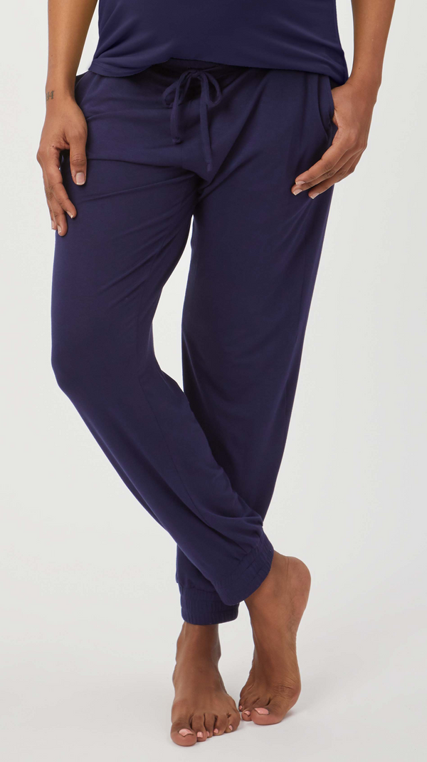 Stowaway Collection Maternity Loungewear Jogger in Navy - Front View