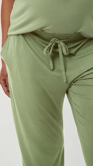 Stowaway Collection Maternity Loungewear Jogger in Pistachio - Front View close up
