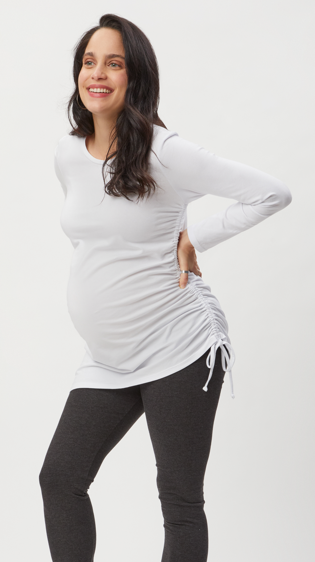 Asymmetrical Maternity Tie Top - Long Sleeve