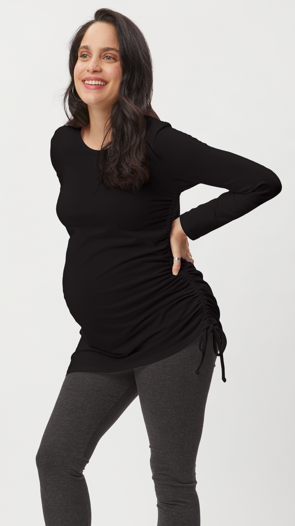 Asymmetrical Maternity Tie Top - Long Sleeve