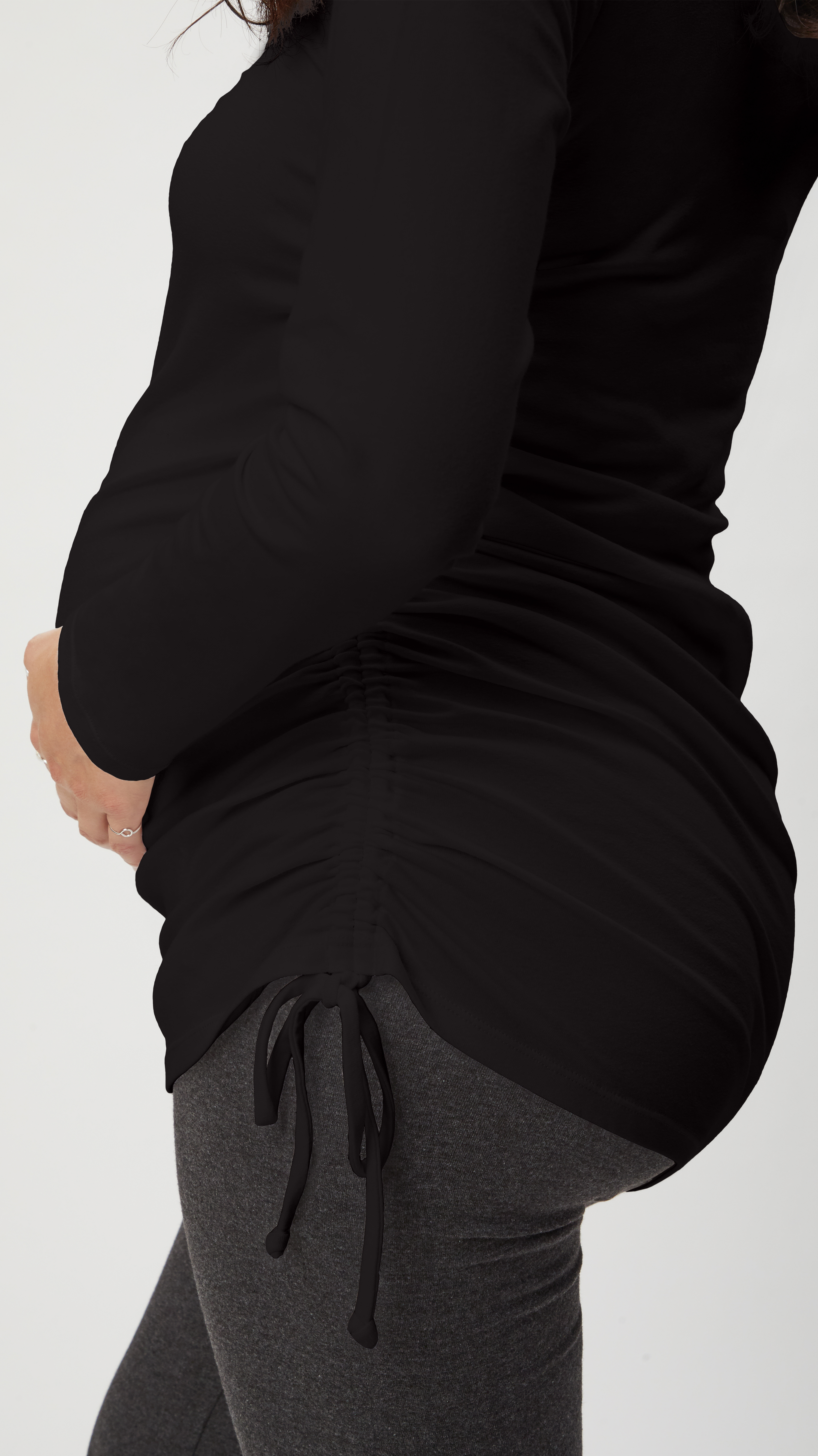 Asymmetrical Maternity Tie Top - Long Sleeve