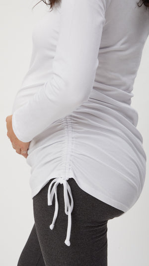 Asymmetrical Maternity Tie Top - Long Sleeve
