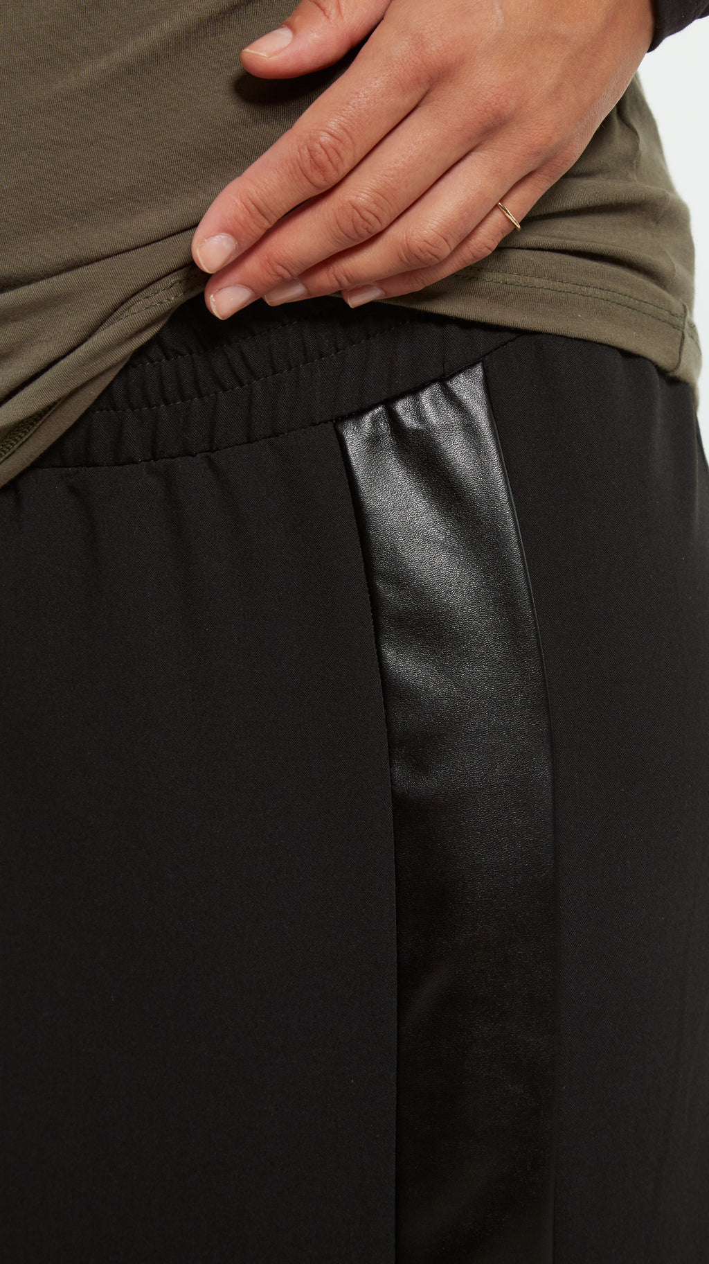 Faux Leather Stripe Maternity Skirt