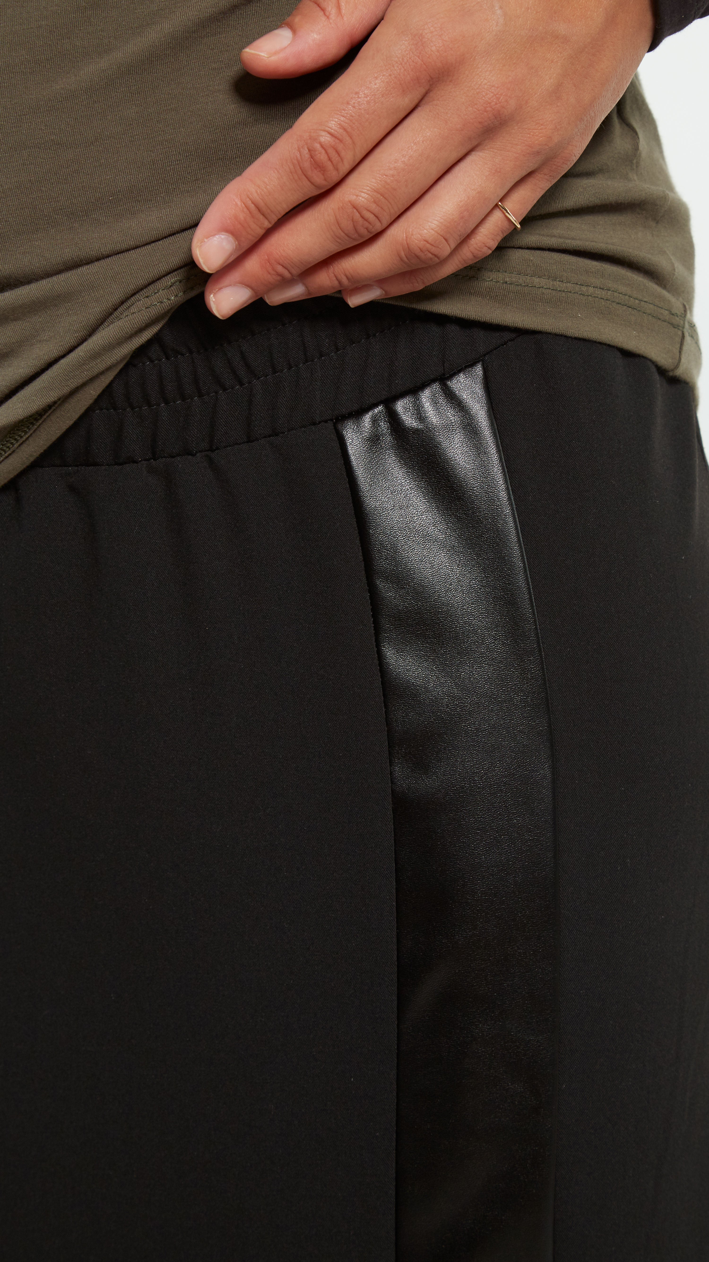 Faux Leather Stripe Maternity Skirt