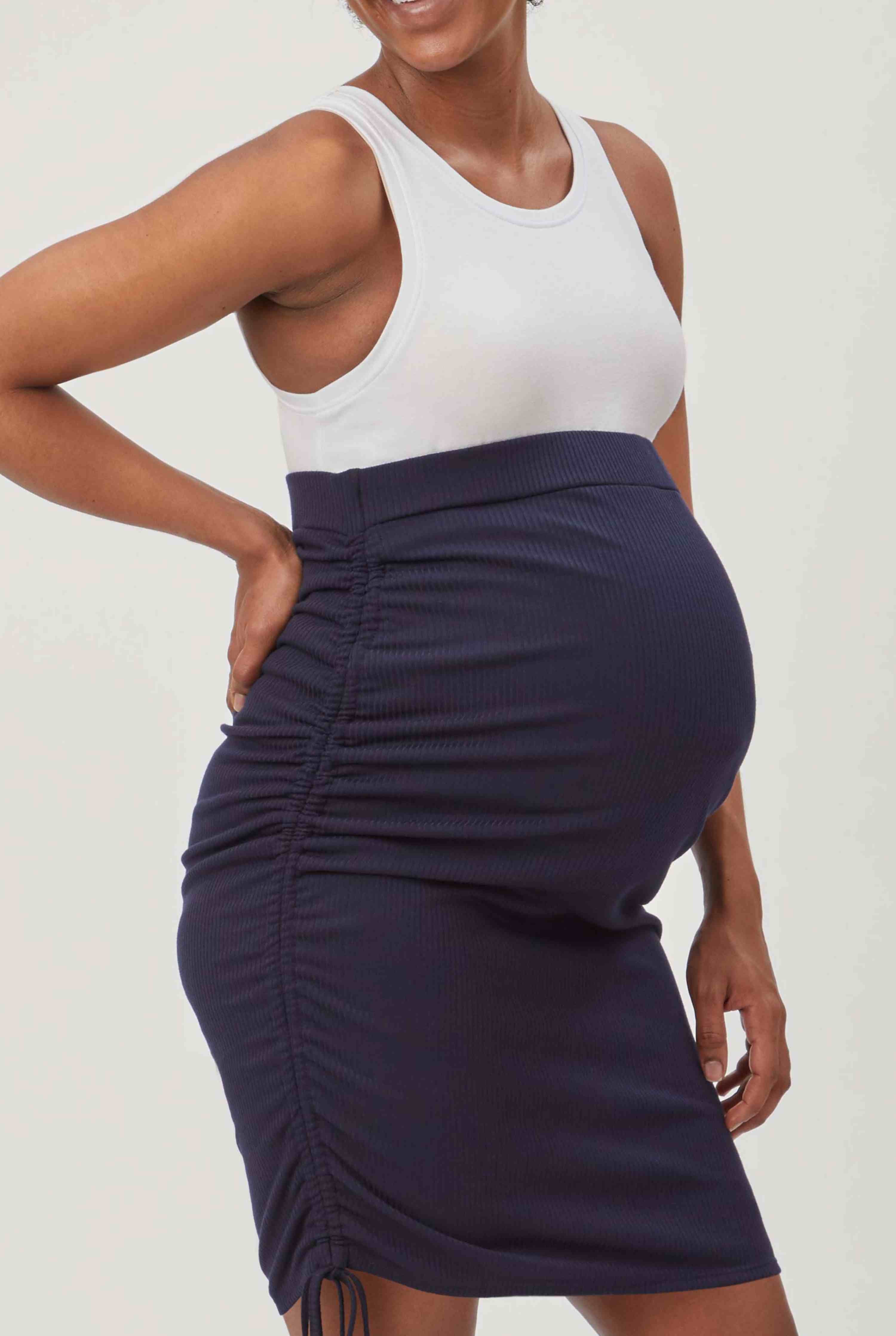 Pleated Top and Rib Over Under Skirt Set