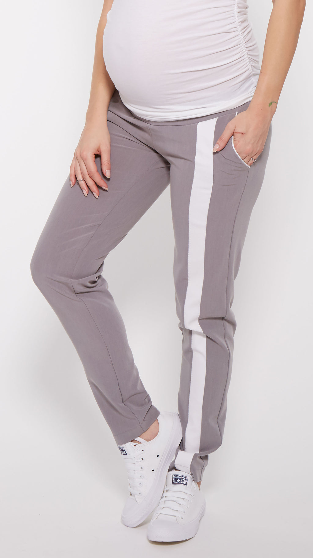 Drawstring Racing Stripe Maternity Pant