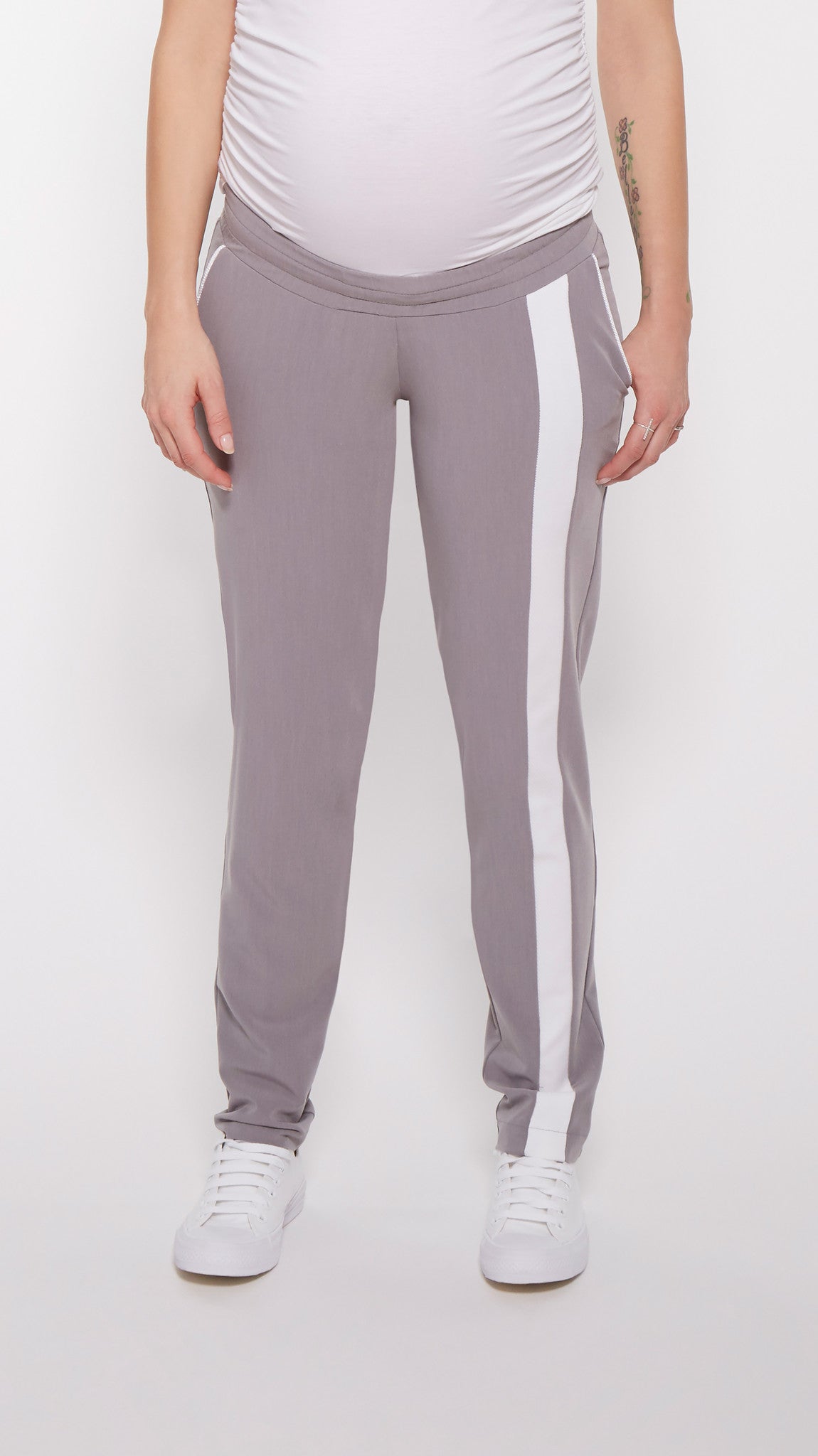 Drawstring Racing Stripe Maternity Pant